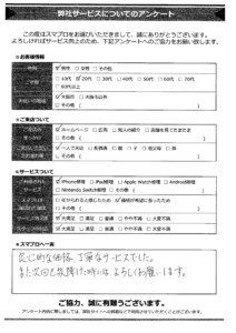 大阪市の20代男性からの弊社サービスについてのアンケート